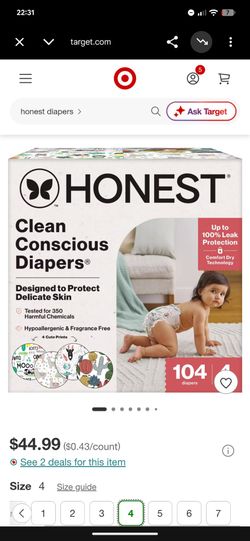 NEW Baby diapers size 4 the honest company 100ct