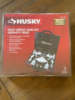 Husky HVLP Spray Gun Kit – 2 Gravity Feed Paint Guns – New Sealed
