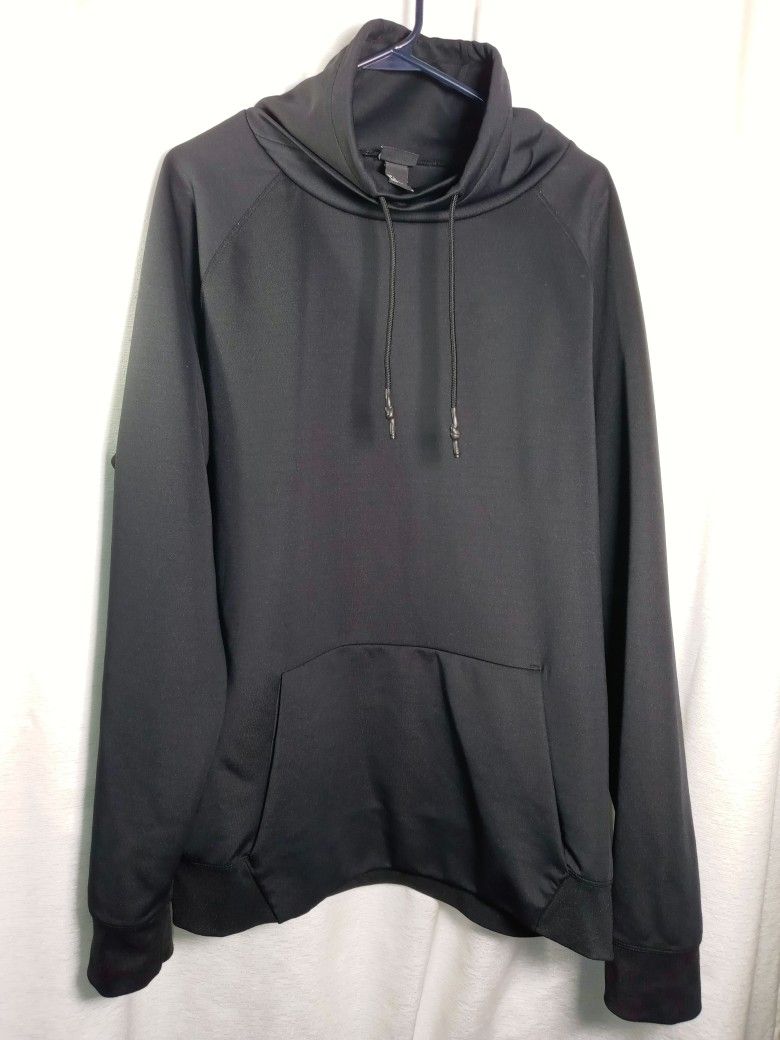 H & M MENS XLARGE BLACK PULL OVER Sweatshirt Gator Neck Mock Neck LONG SLEEVE