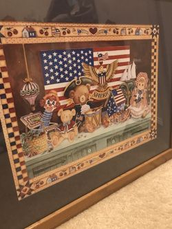 Wall painting with wooden & mirror frame