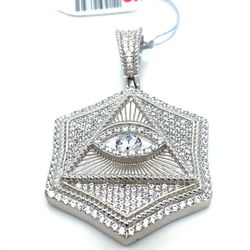 925 Sterling Silver CZ Eye Pyramid Pendant 15.50g 198101/7