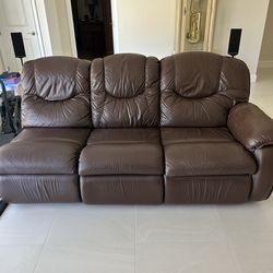 Lazy Boy Genuine Brown Leather Sectional