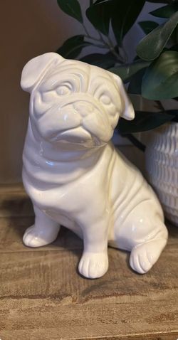 White Ceramic Pug Dog Figurine