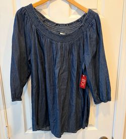 Brand New Faded Glory Dark Wash Denim Off Shoulder Top XL (16-18) NWT - Simi Valley