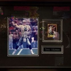 Dallas Cowboys Troy Aikman Football Photo Framed Signed and Certified