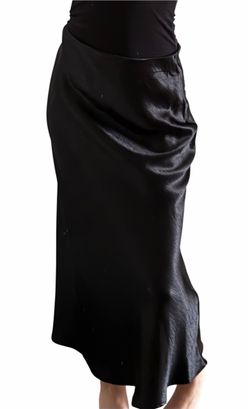 Black Satin Midi Skirt| L