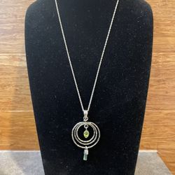 Sterling Silver Pendant Necklace With Gemstones