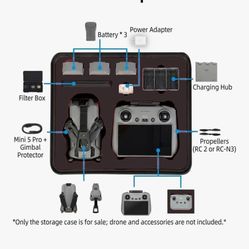 Hard Case for Drones DJI Mini 5 Pro Fly More Combo, IP67 Waterproof Shockproof Protective Carrying Case