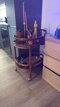 Rattan bar cart