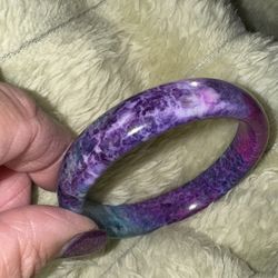 Vintage Stunning All Jade Purple/Blue Bangle Bracelet