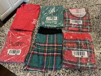 New Never Used 6 pc. Victoria’s Secret Cozy Pajama Plad Red & Green Christmas Bundle - Size S