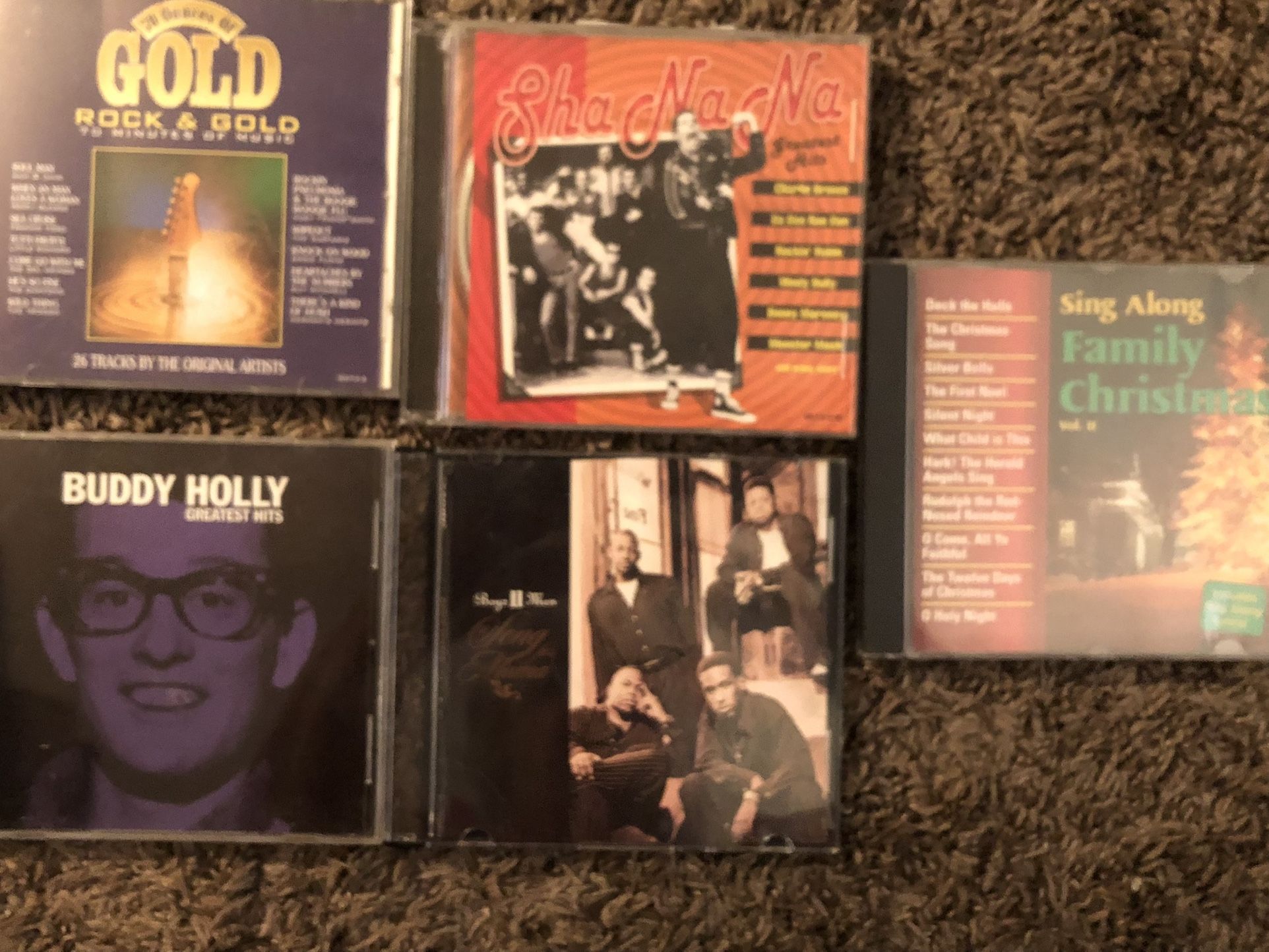 5 Miscellaneous CDs, Buddy Holly, Boys To Men Single, A Christmas , Sha Ma Ma And One Golden Oldie