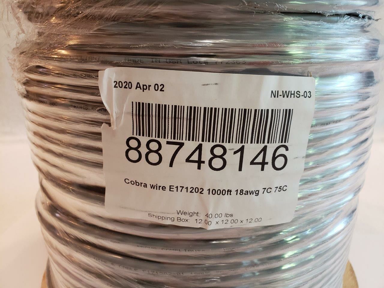 MultiConductor Cable E17120201 18 AWG, 7C 75C, AWMW 2464, 300V