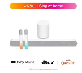 VIZIO MicMe 2.1 Karaoke Soundbar, 2 Wireless Microphones, Wireless Subwoofer w/ Dolby Atmos, DTS:X, Bluetooth — SK210X-0805 (New)