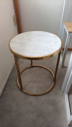 Round Marble Top Gold Side Table