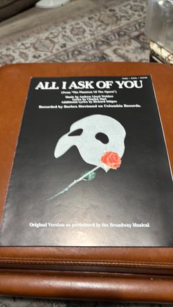 Vintage piano, vocal and guitar sheet music copy of All I ask of you
