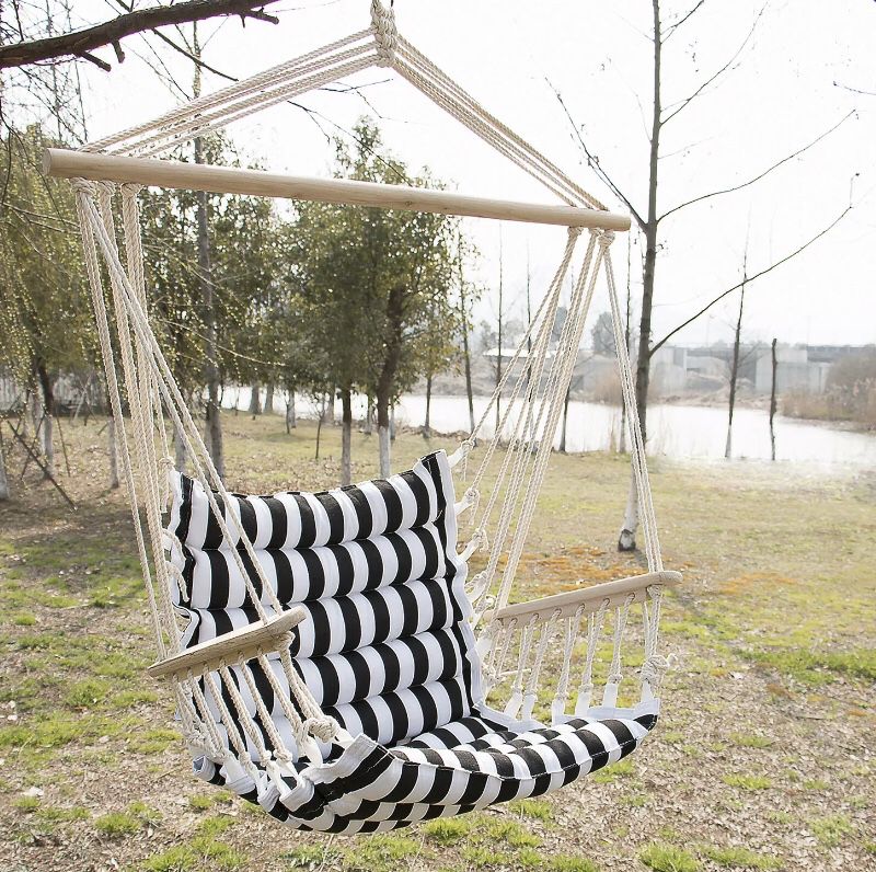 Deluxe Hammock Rope Chair Patio Porch Yard Backyard Garden Tree Hanging Air Swing Outdoor Brand New