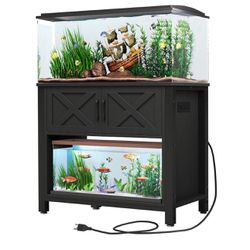 Metal Aquarium Stand with Power Outlets and Cabinet for 40-50 Gallon Fish Tank Stand