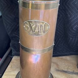 5KAN Copper/Brass Bucket Coal Scuttle Water Fire Umbrella or Cane Stand 21x8x8”