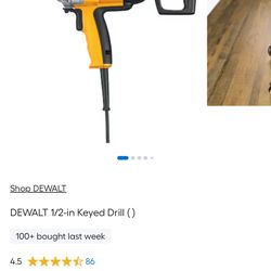 Spade Handle DEWALT 1/2-in Keyed Drill 