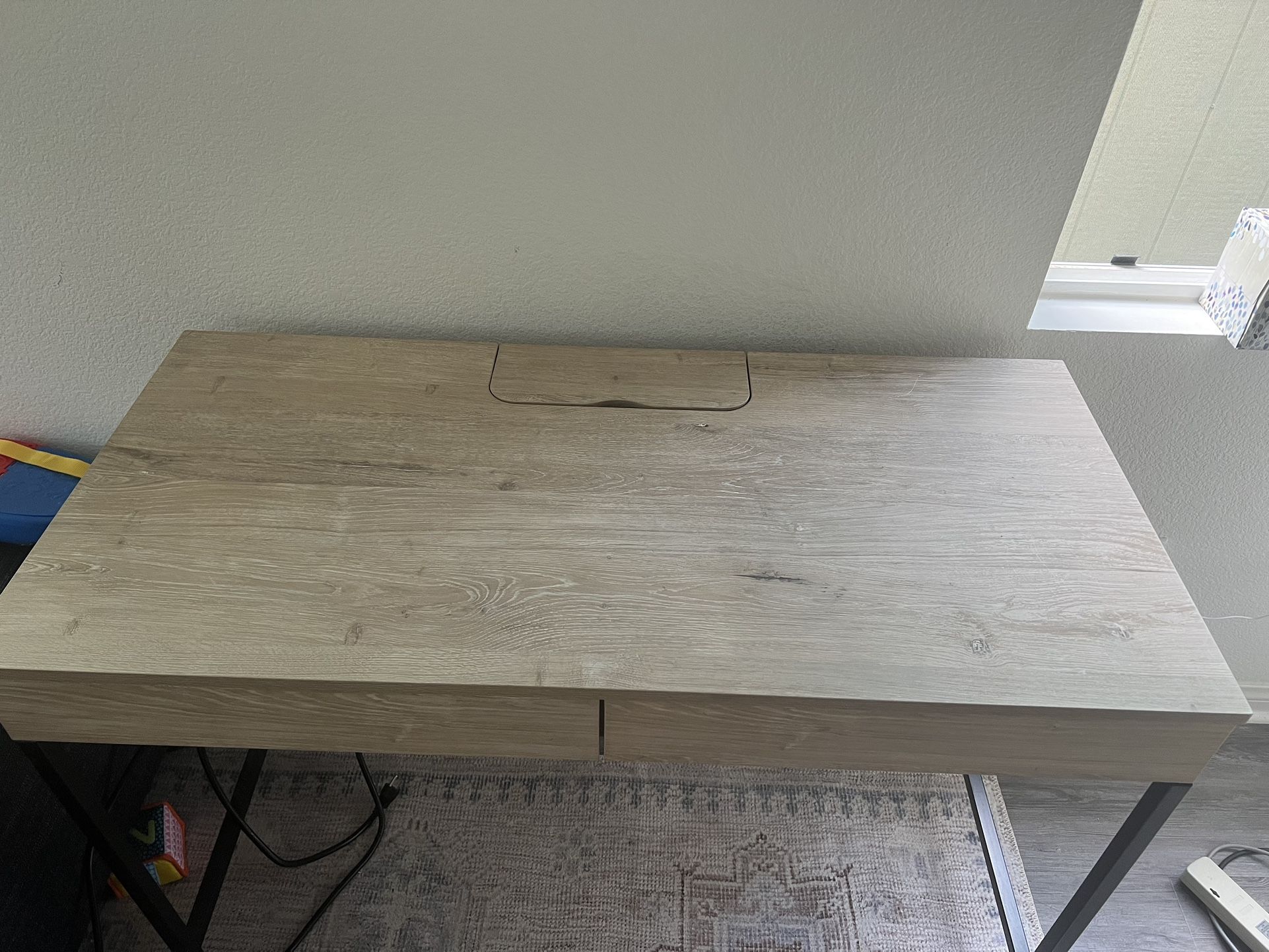 Threshold Loring Wood Writing Desk with Drawers and Charging Station