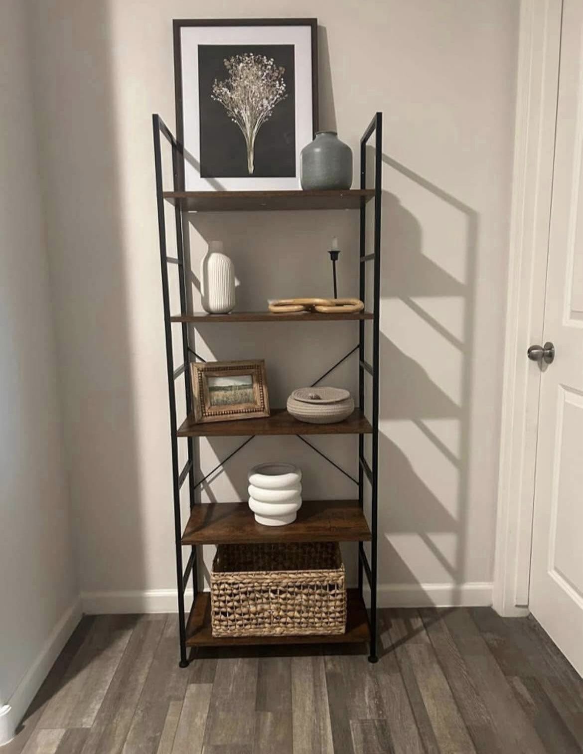Tall Modern Bookcase Sturdy Metal 62.2 H Brand New