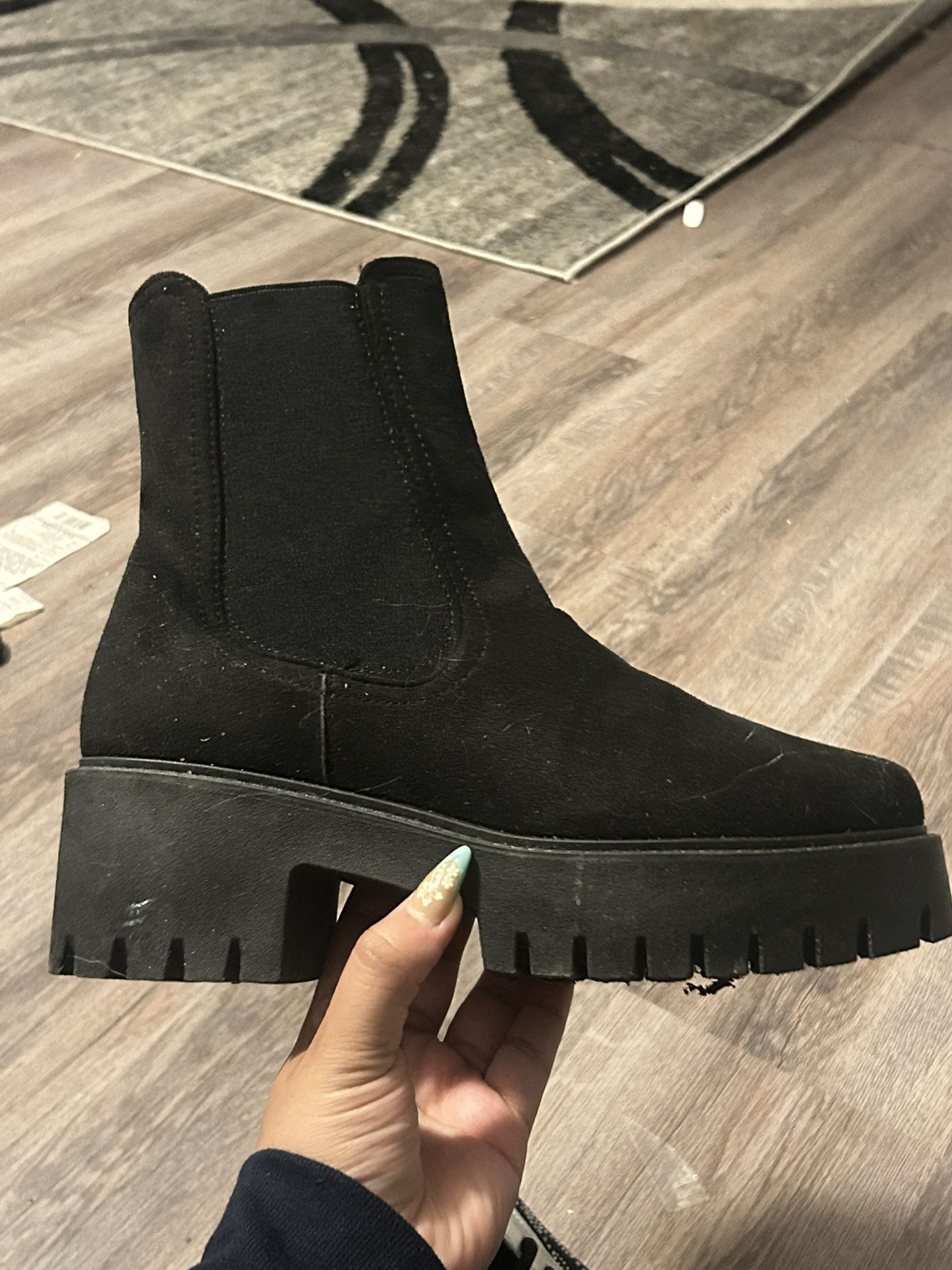 Black Chunky Chelsea Boots