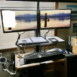 Ergonomic Workstation For Sit Stand, Ergotron Workfit S Dual Monitor Arms 