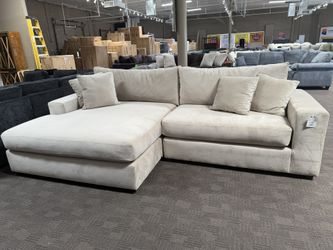 Beige Velvet Comfy Sectional 