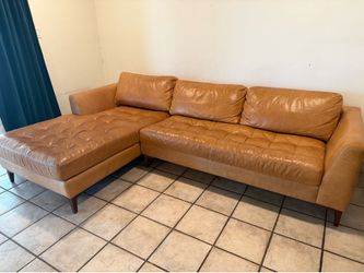 Poly & Bark Genuine Leather Sectional Sofa – $300