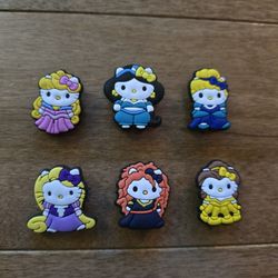 Lot Of 6 Princess Hello Kitty Shoe Charms 
