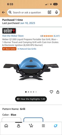 Weber portable camping grill with stand and cover for sale