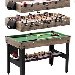 48"  3 in 1 Combo Air Powered Hockey, Foosball, and Billiard Game Table