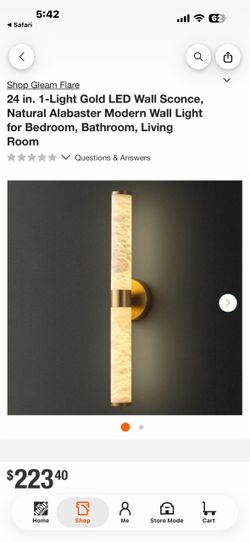 Shop Gleam Flare 24 in. 1-Light Gold LED Wall Sconce, Natural Alabaster Modern Wall Light for Bedroom, Bathroom, Living Room