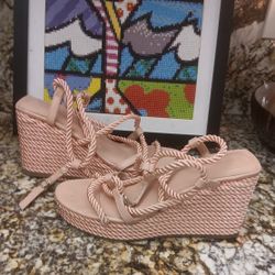 Pink Guess  Ladies Strappy Sandals Wedge Shoe Heals Sz. 8.5 $10 OBO 