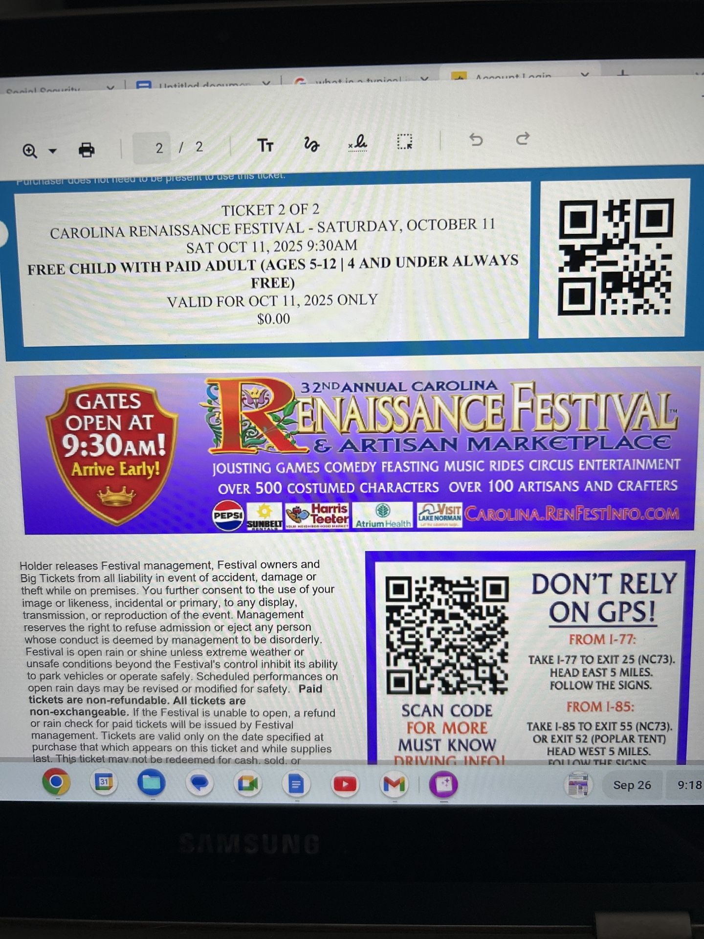 Tickets For Sale To Carolina Renaissance Festival In Charlotte