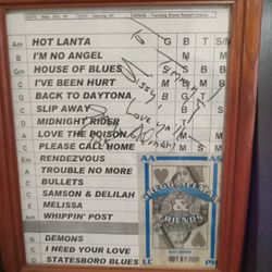  Gregg Allman Sign Set List From a Show Up North 