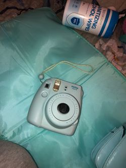 Instax mini 8 Polaroid baby blue camera with case