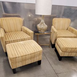 Beautiful Elegant Upscale Luxury Pair Of Club Chairs With Matching Ottoman 
