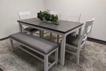 Dining table set with bench