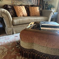 Custom Sofa + Ottoman to Match + Cushions