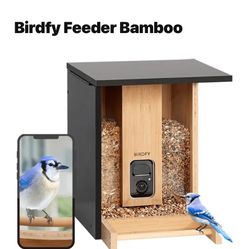 Birdfy~Bamboo Bird Feeder~With Camera & Solar Power Panel~NI-8408