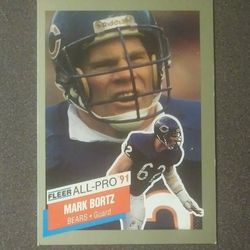 Fleer 1991 Mark Bortz Chicago Bears #4 All-Pro Football Card Collectible Vintage Sports NFL Trading Professional Pro