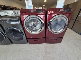 Samsung Front Load Washer And Electric Dryer Set With Pedestal 