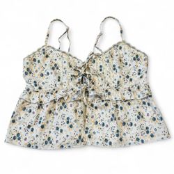 Free people front tie floral cami crop top