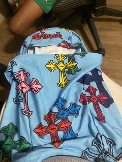 Shock Blue Cross Print Graphic T-Shirt
