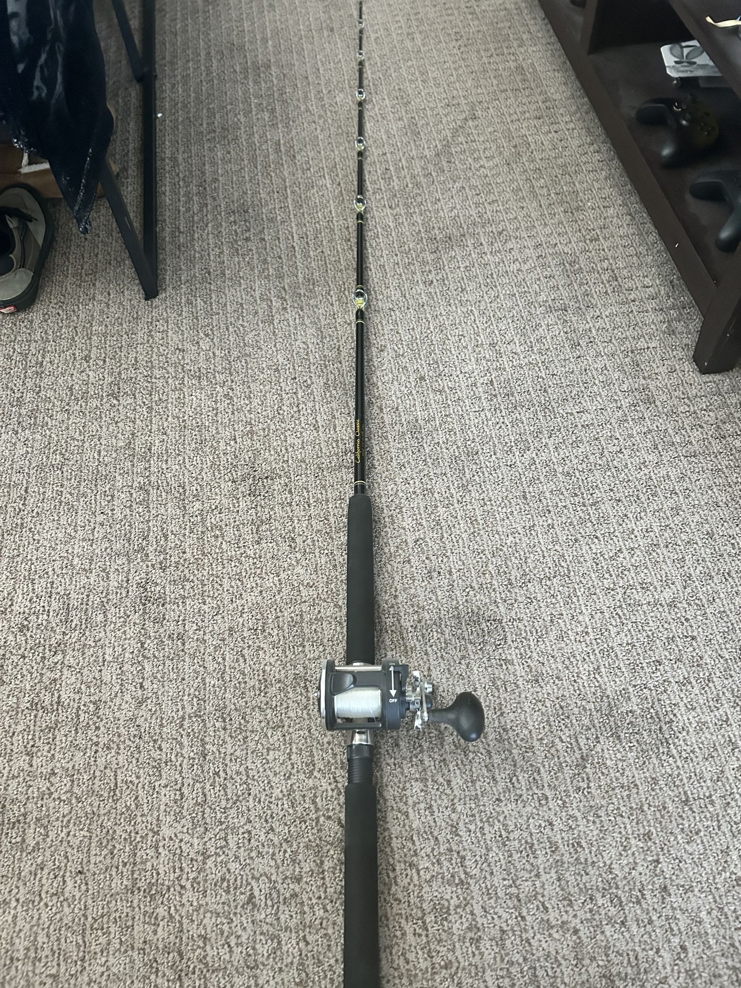 7’6 Salt water rod and Conventional Reel. Heavy Power