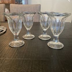 Anchor Hocking Clear Glass Tulip Sundae Glasses - Set of 4