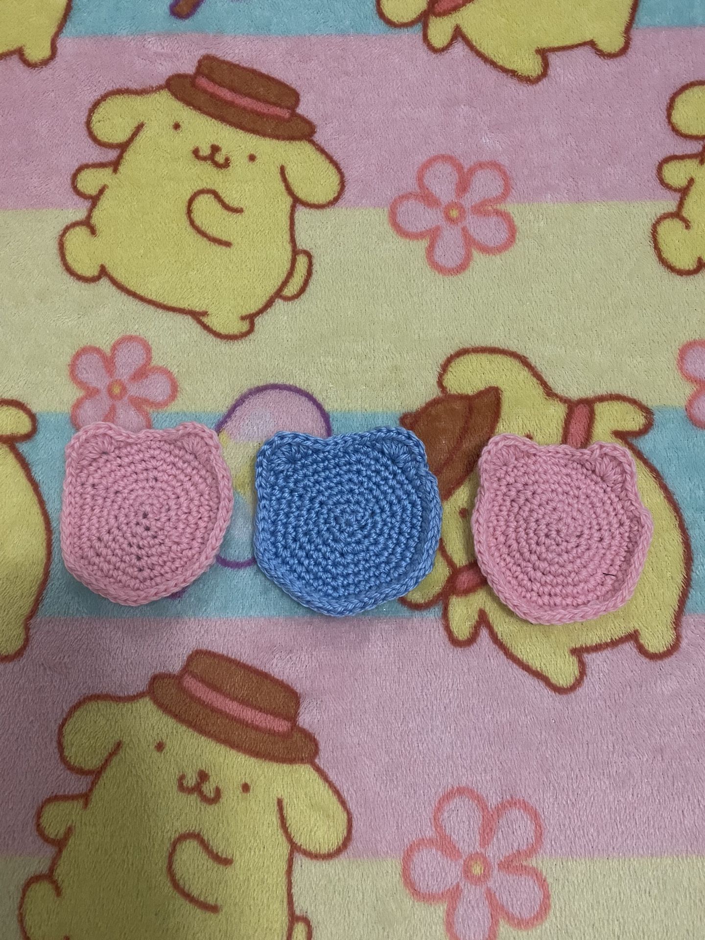 3 Handmade Crochet Cat Coasters 