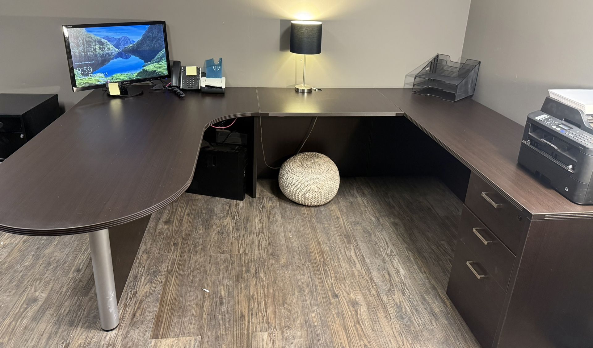 Espresso Brown Large U Shaped Desk